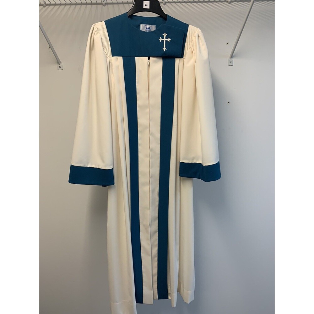 Lot Of 69 Murphy Church Choir Gown Robes Teal And Cream Front Zip Different Size